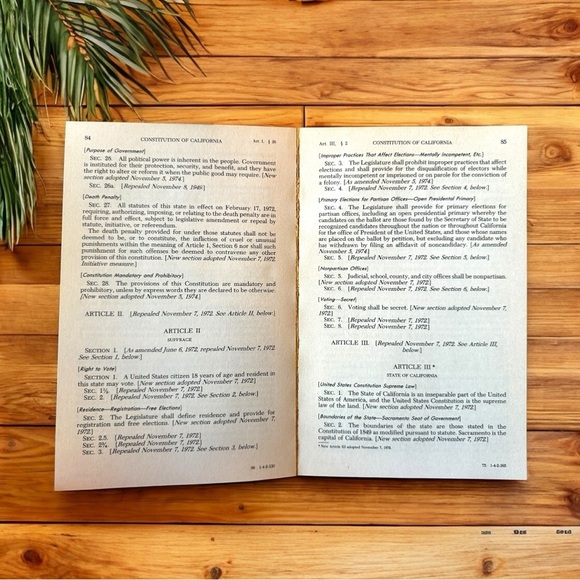 VINTAGE 1975 U.S. & California Constitution Book Historical Document Collection - Picture 7 of 12